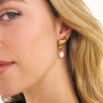 Model in freshwater Pearl earrings with quirky wiggle