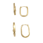 Two pairs of simple oval 18k gold fill earrings in a stack