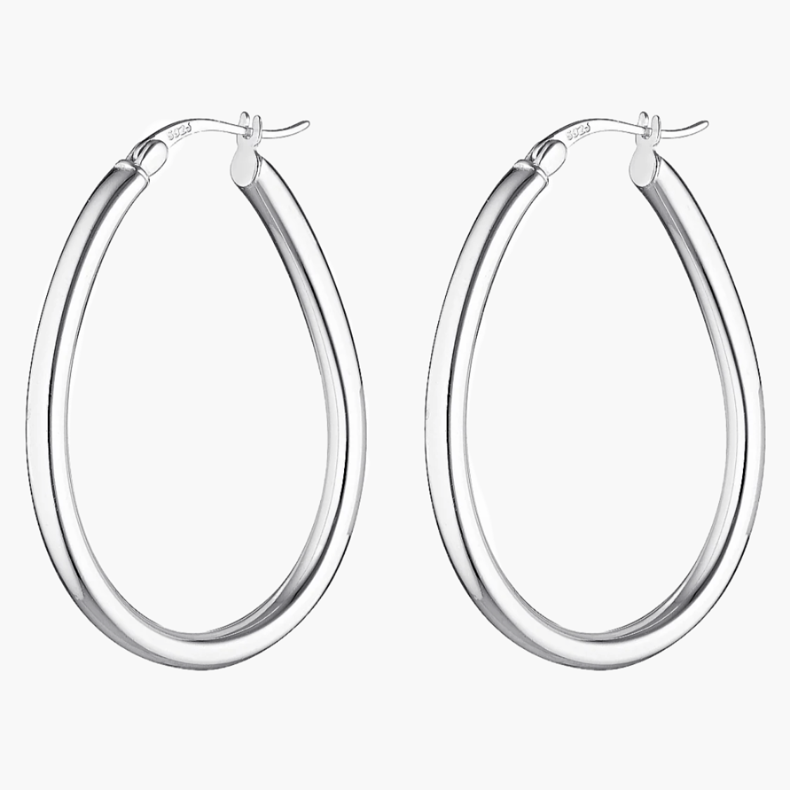 Sterling silver oval hoops