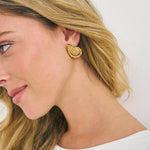 cute sea snail shaped gold earrings with coloured stones