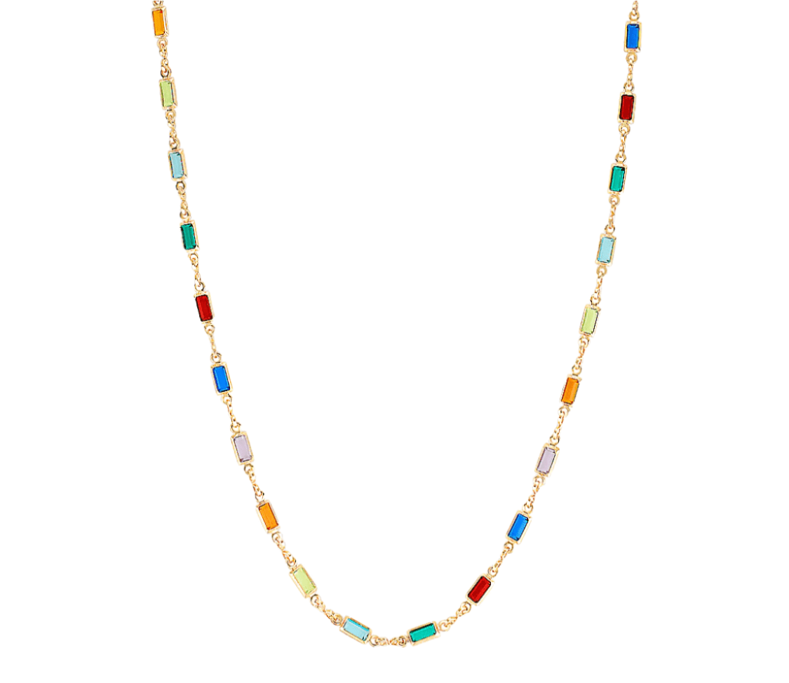 Thin rectangle gemstone necklace in many colours