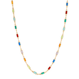 Thin rectangle gemstone necklace in many colours