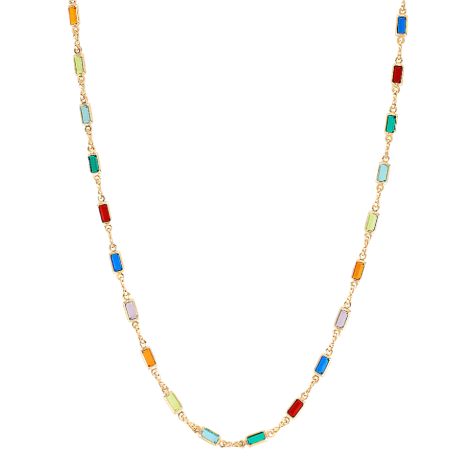 Thin rectangle gemstone necklace in many colours