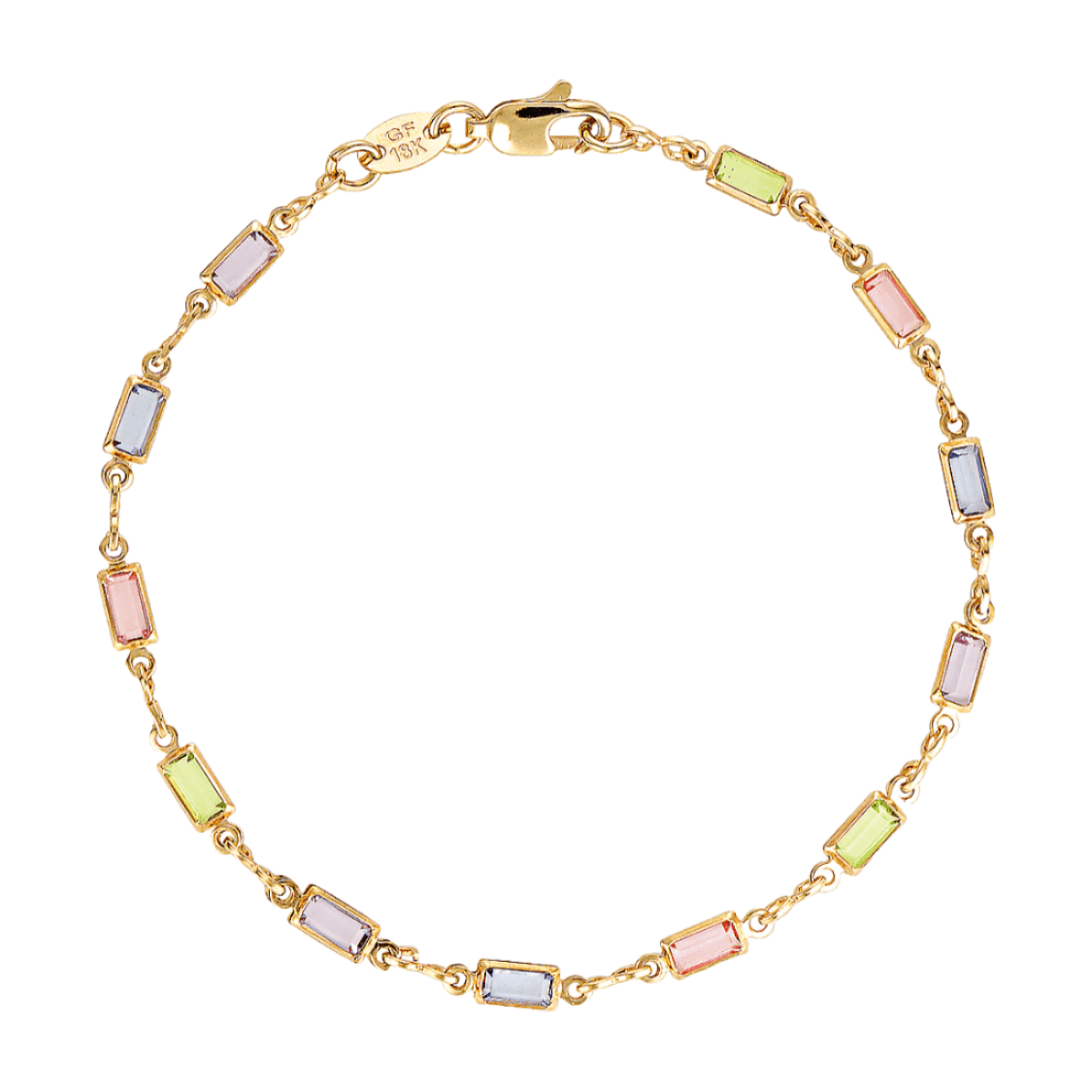 gold filled colourful pastel gemstone bracelet 