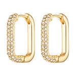 cubic zirconia on the front section of 18k gold fill rectangle shaped hoop earrings