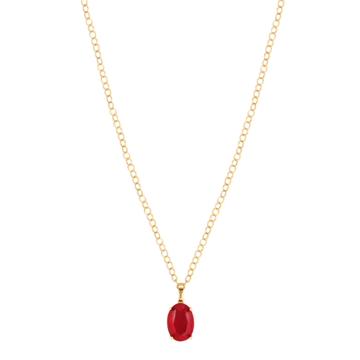 Lillian Necklace red crystal pendant on gold chain 