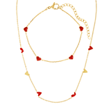 Cupid red heart set with bracelet and necklace