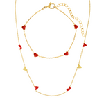 Cupid red heart set with bracelet and necklace