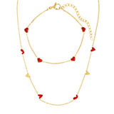 Cupid red heart set with bracelet and necklace