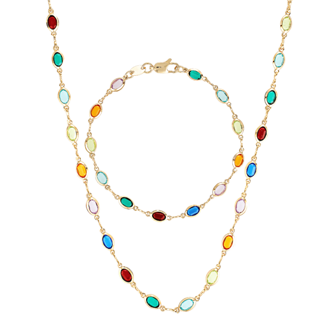 Rainbow necklace and bracelet set 