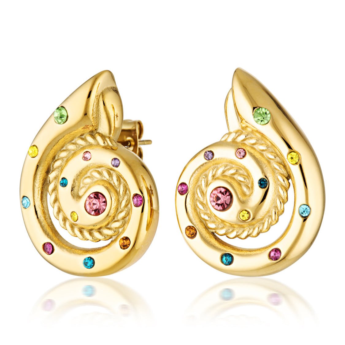 Nautilus coloured gemstone shell earrings 