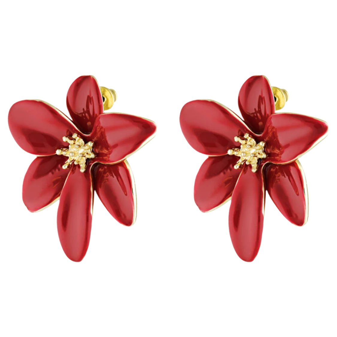 Tropical earrings in rose red 