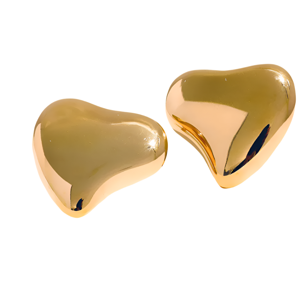 Small quirky heart shaped studs in gold fill