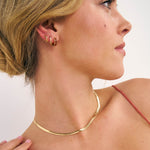 Model in Gold Serpent necklace in 18k Gold Fill