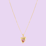 Heart shaped 18k gold fill pink necklace 