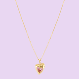 Heart shaped 18k gold fill pink necklace 