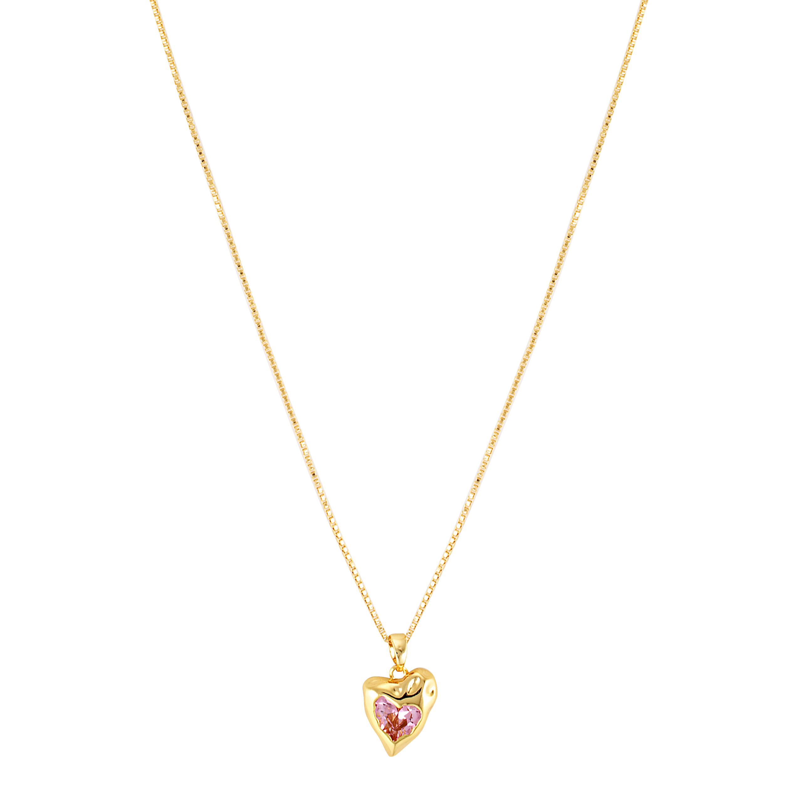 Heart shaped 18k gold fill pink necklace 