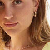 Model in pastel gemstone Amalfi necklace and earrings set