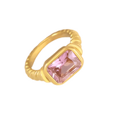 Large pink gemstone ring gold