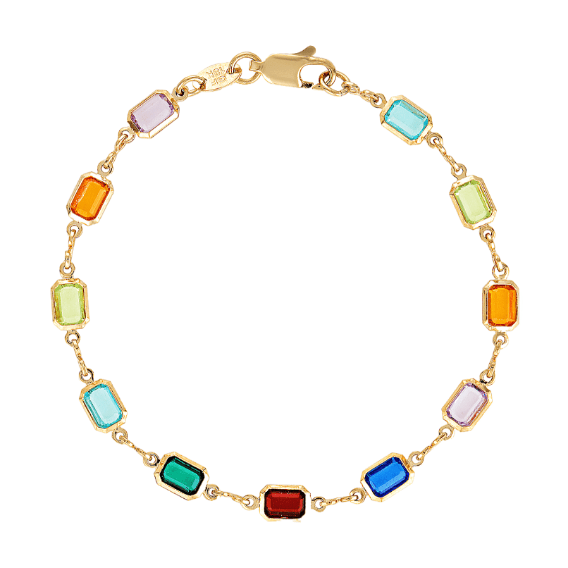 Rainbow anklet in vibrant bright colour gemstones 