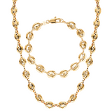 Gucci link necklace and bracelet set in 18k gold filled