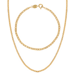 Fine mariner link Summer necklace and bracelet set in 18k Gold Fill