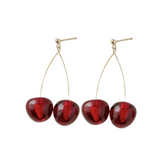 Cute acetate cherries on a gold fill earring post