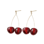 Cute acetate cherries on a gold fill earring post