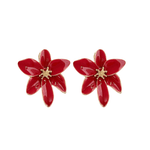 Beautiful rich pink hibiscus flower earrings 