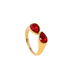 Billie Ring. Adjustable gold fill ring with red gemstones 