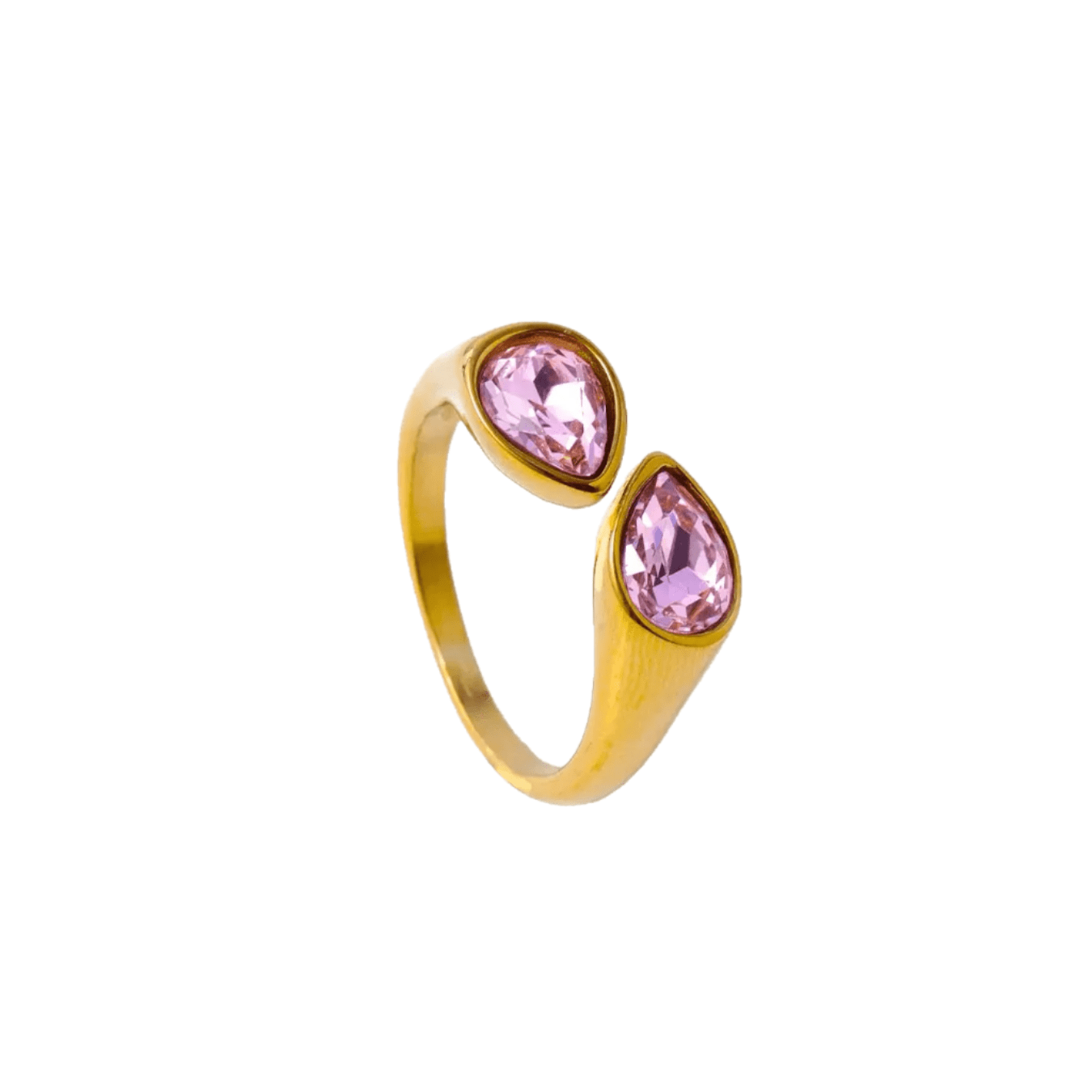 Pink gemstone adjustable gold ring 