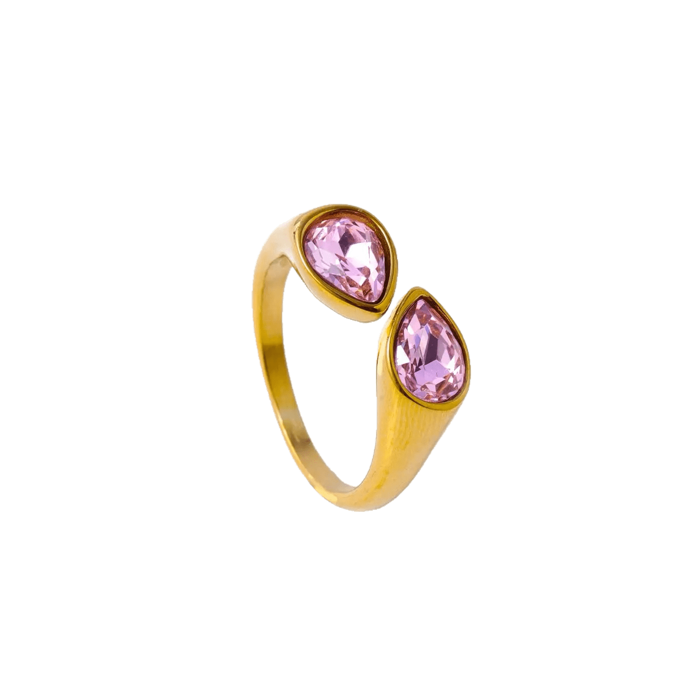 Pink gemstone adjustable gold ring 