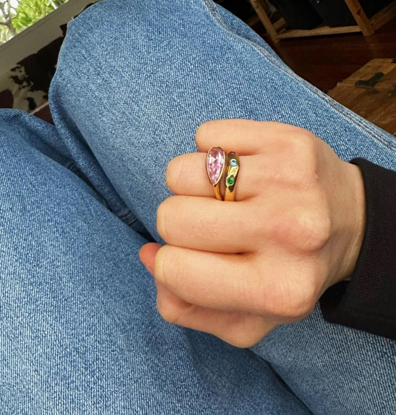 Customer photo of the Pink cut glass Flamingo Ring 