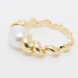 Pearl croissant braided ring