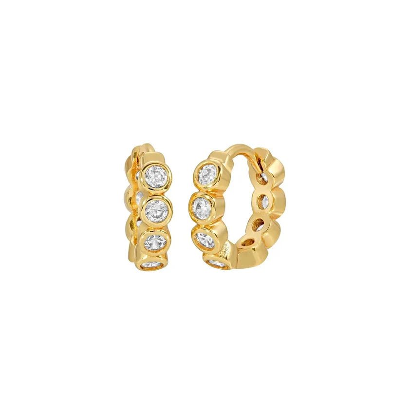 Small Huggies gold vermeil with cubic zirconia gemstones 