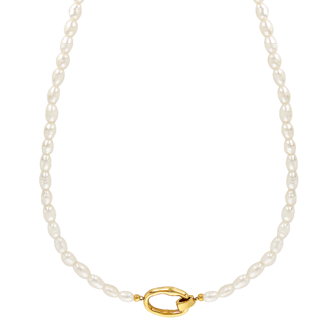 14k gold fill statement clasp and pearl necklace