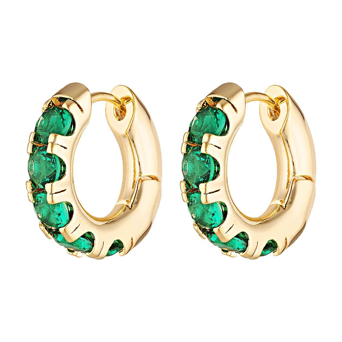 Emerald green gold filled earrings