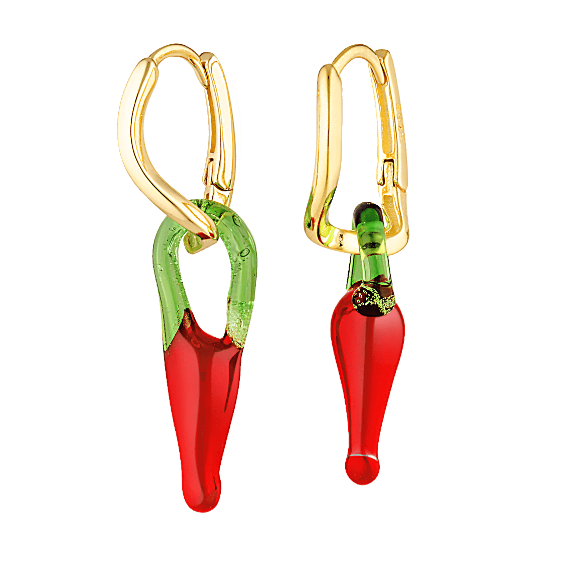 Glass chilli pepper charm earrings 