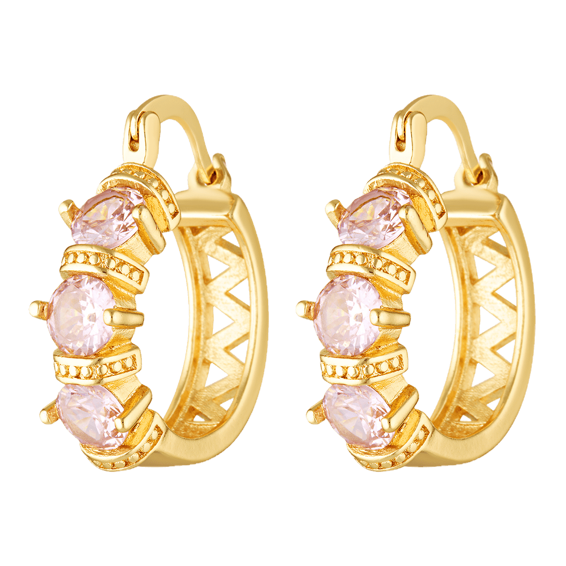 Pink crystal hoop earrings 
