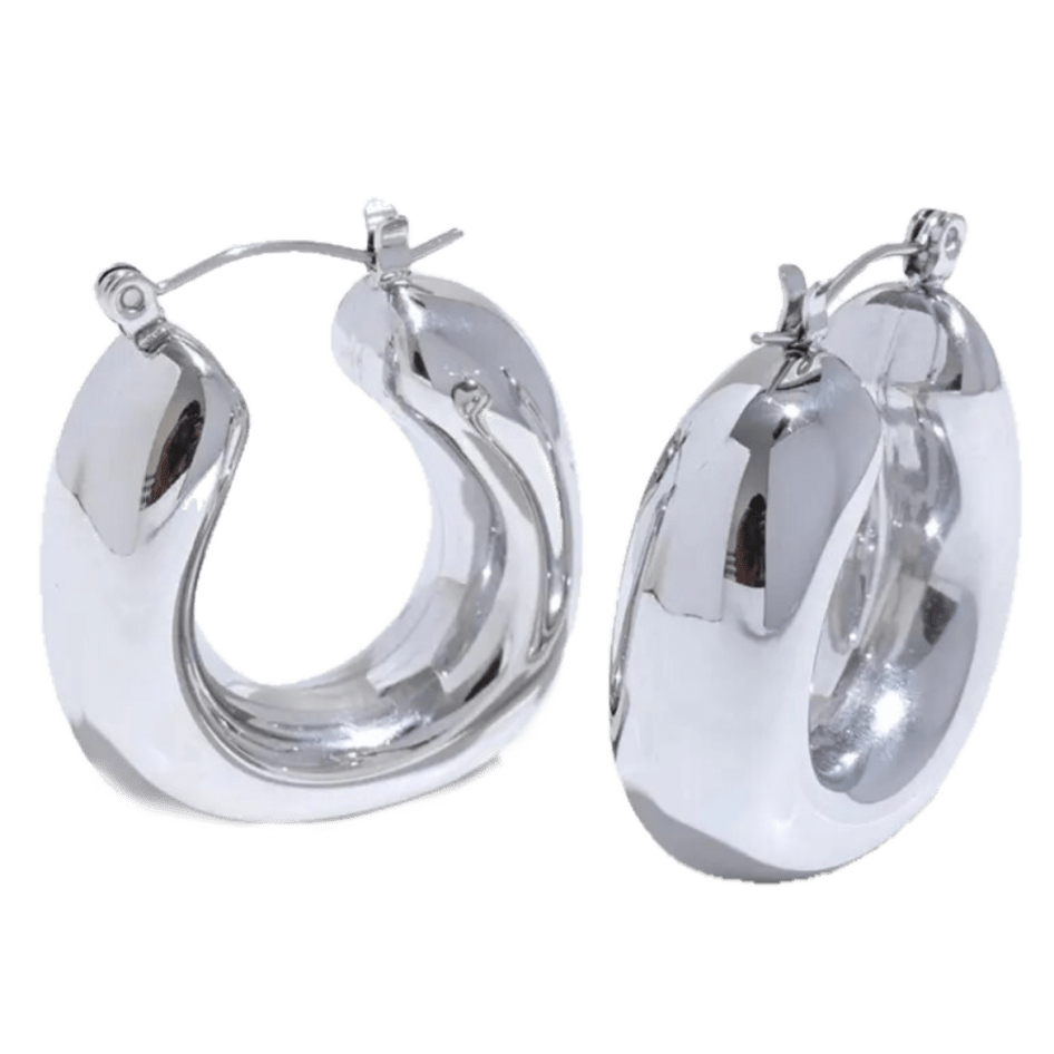 Large Silver hoops called Pamu 