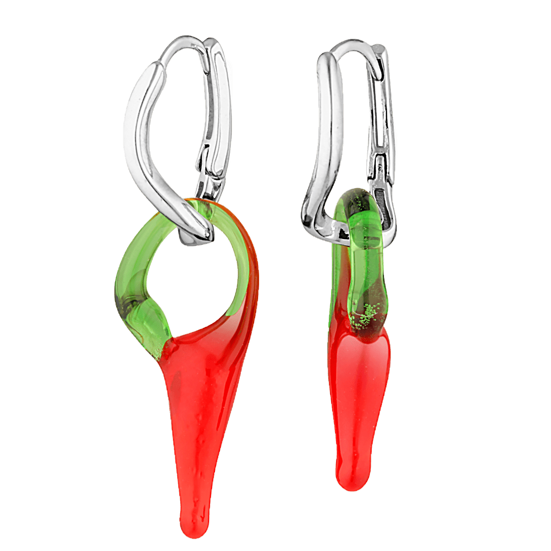 Silver chilli pepper earrings 