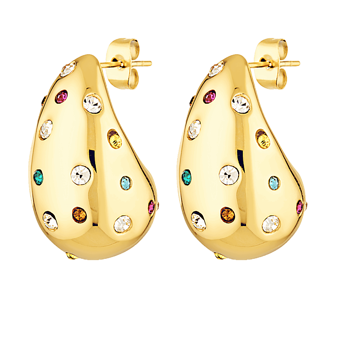 Colourful gemstone teardrop earrings 