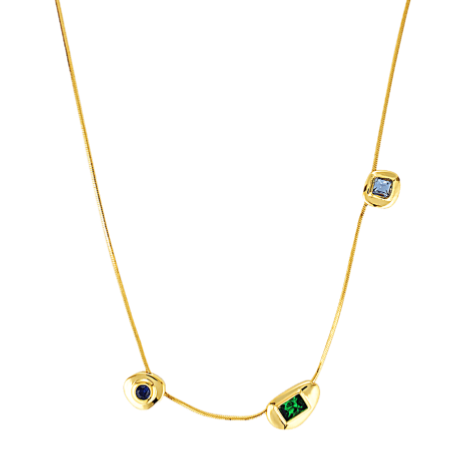 Fine chain Necklace with coloured gemstones