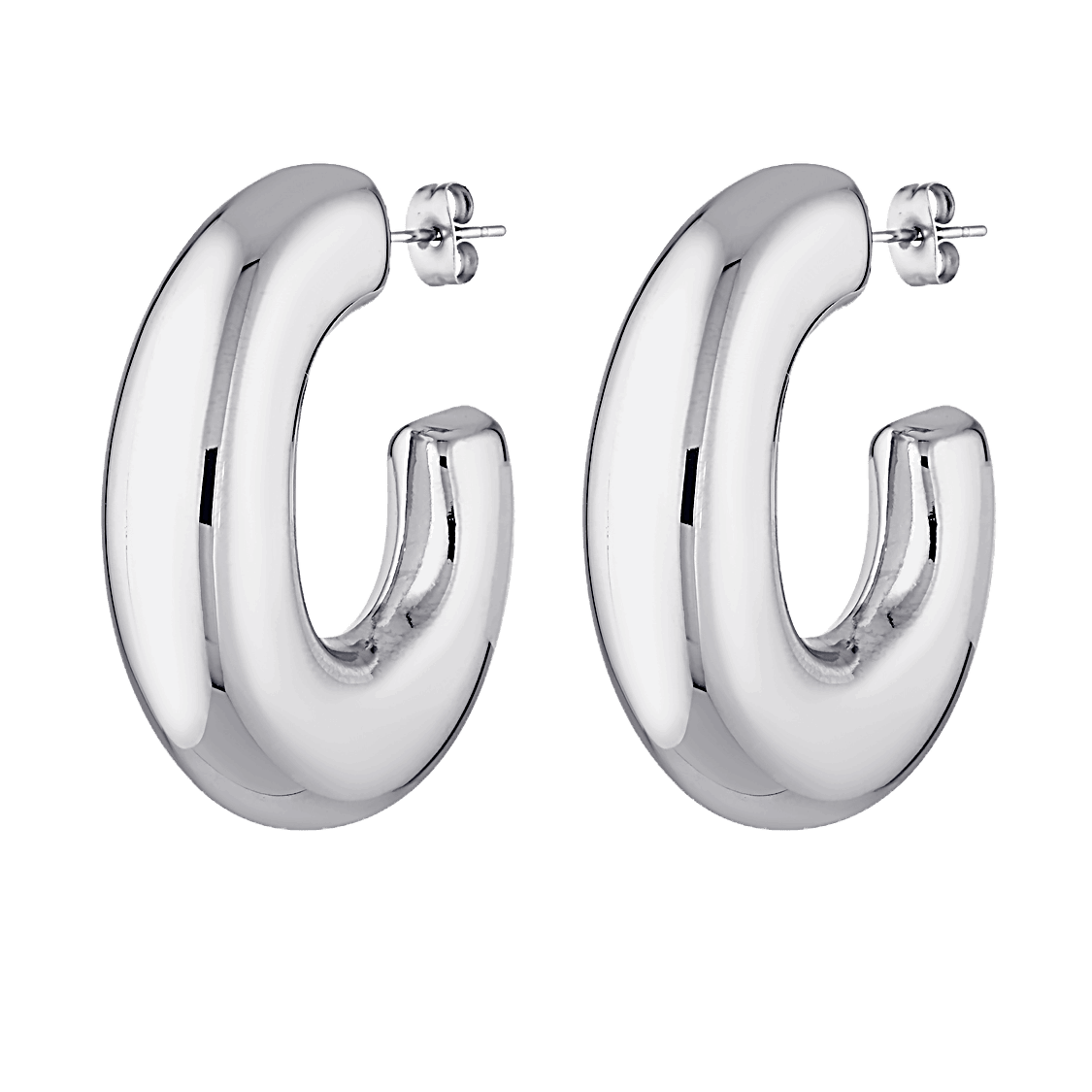 Large silver hoops called the Kahlo Drops 
