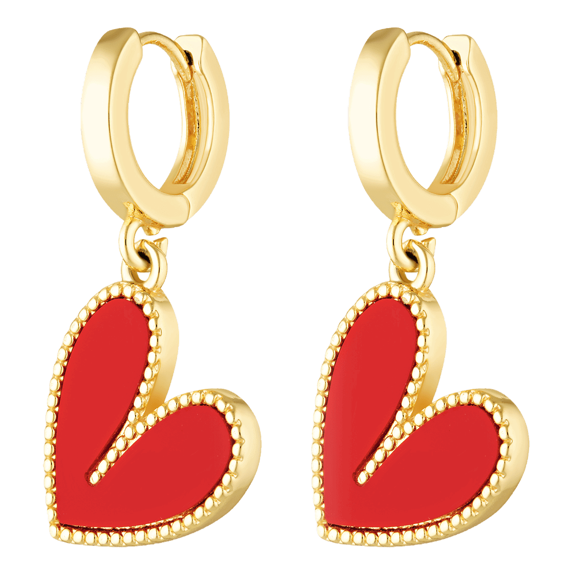Cupid Hoops red heart shaped earrings 